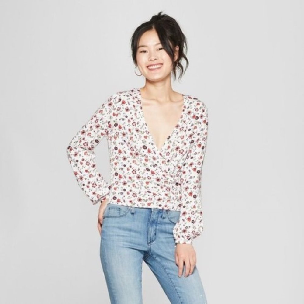 JUNK FOOD Floral Print Long Sleeve Wrap Top (XXL) - Picture 1 of 6